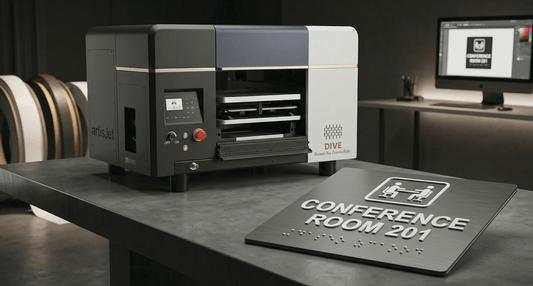 NEW artisJet DIVE Compact UV Printer for ADA Signage & Personalization - Artisjet Scandinavia