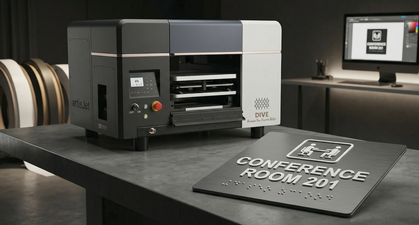 NEW artisJet DIVE Compact UV Printer for ADA Signage & Personalization